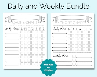 Daily and Weekly Chore Chart, Chore Chart Kids, Chore Chart Printable, Kids Chore Chart Printable, Kids Chore Chart, Customized Chore Chart