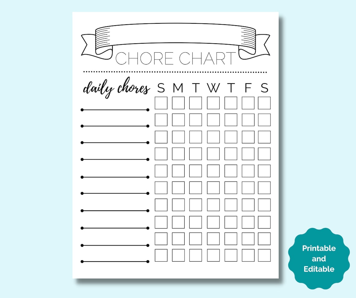 Daily Chore Chart, Chore Chart Kids, Chore Chart Printable, Kids Chore ...