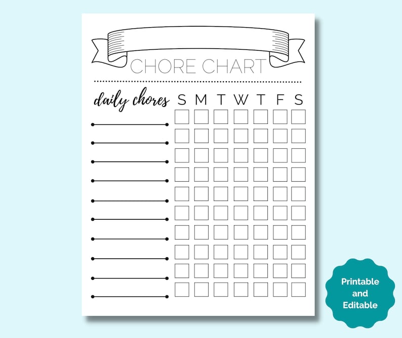 Daily Chore Chart, Chore Chart Kids, Chore Chart Printable, Kids Chore Chart Printable, Kids Chore Chart, Customized Chore Chart image 1