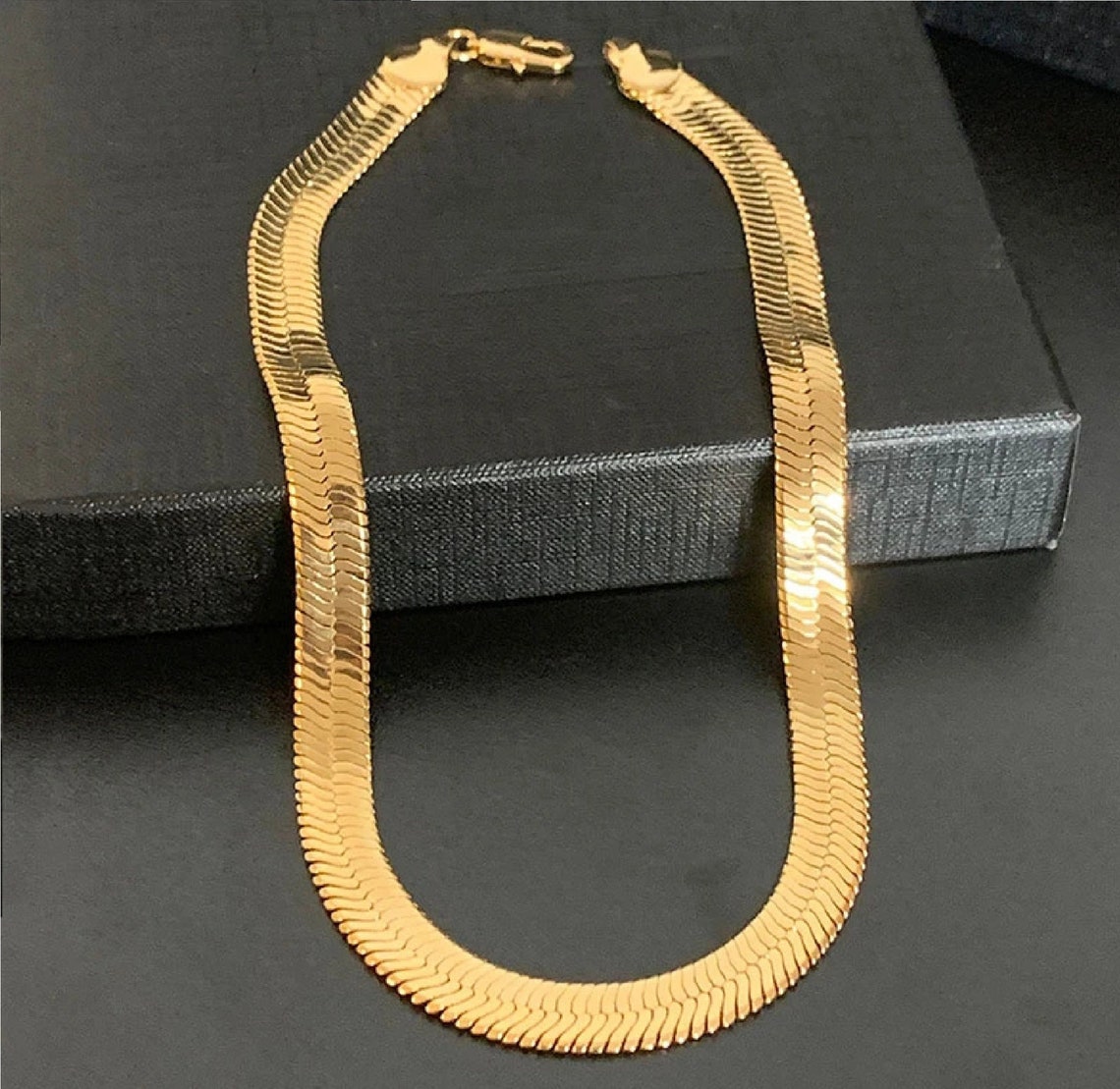 24K/18K Gold Herringbone Chain 75cm/30 Inches in Length Etsy