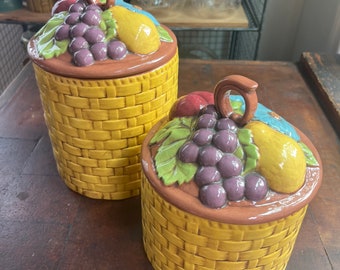 Vintage Ceramic Floral Kitchen Storage Containers