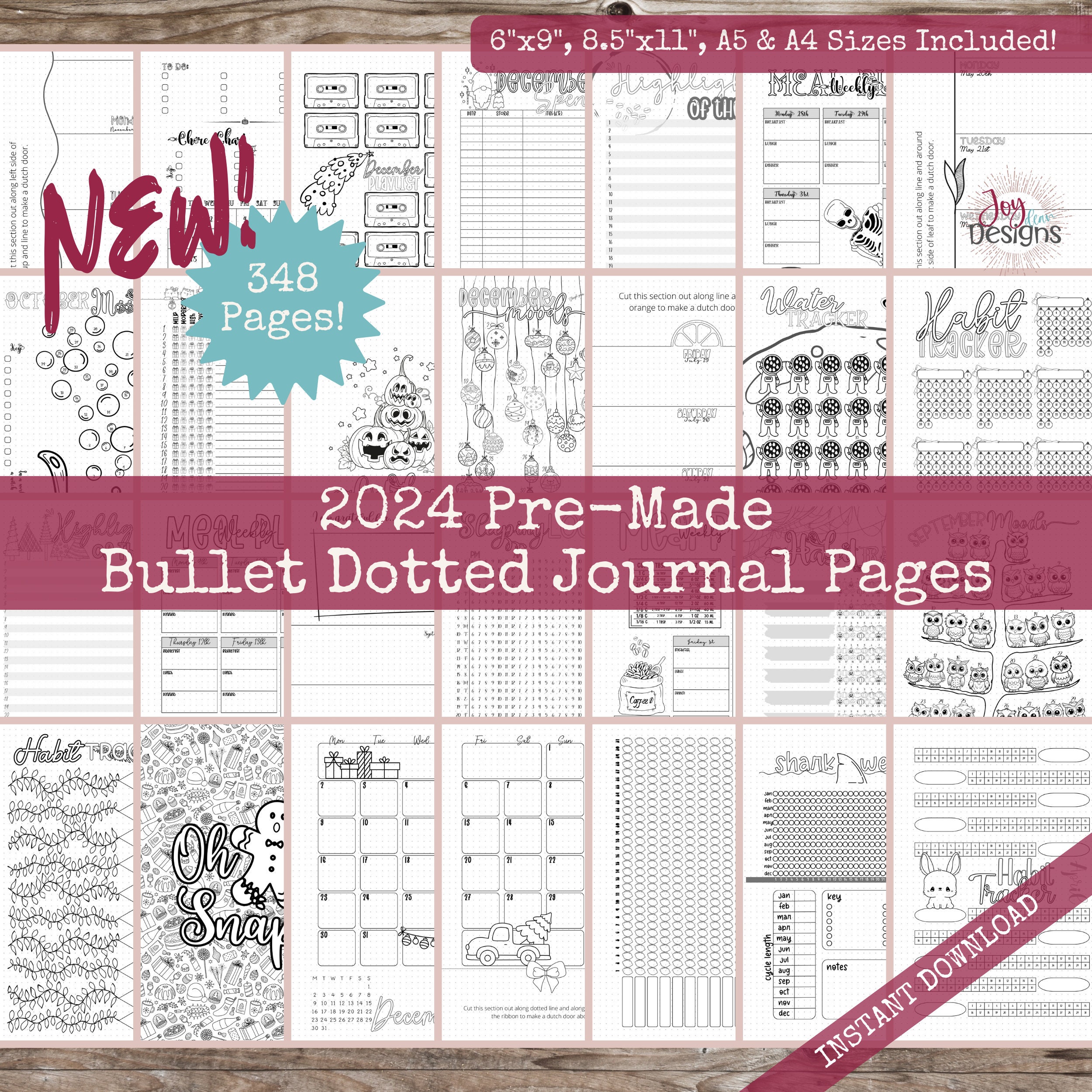 Premade Bullet Journal for Beginner 2024: Your ready-to-use monthly themed  dotted journal- personal organizer, habit tracker, gratitude journal