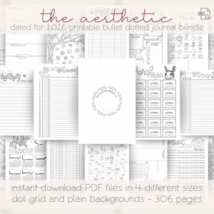 The Aesthetic: 2026 Pre-Made Bullet Dotted Journal Pages; Instant Download Printable Dotted Planner. Track Anxiety & Mental Health.