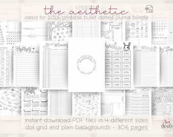 The Aesthetic: 2026 Pre-Made Bullet Dotted Journal Pages; Instant Download Printable Dotted Planner. Track Anxiety & Mental Health.