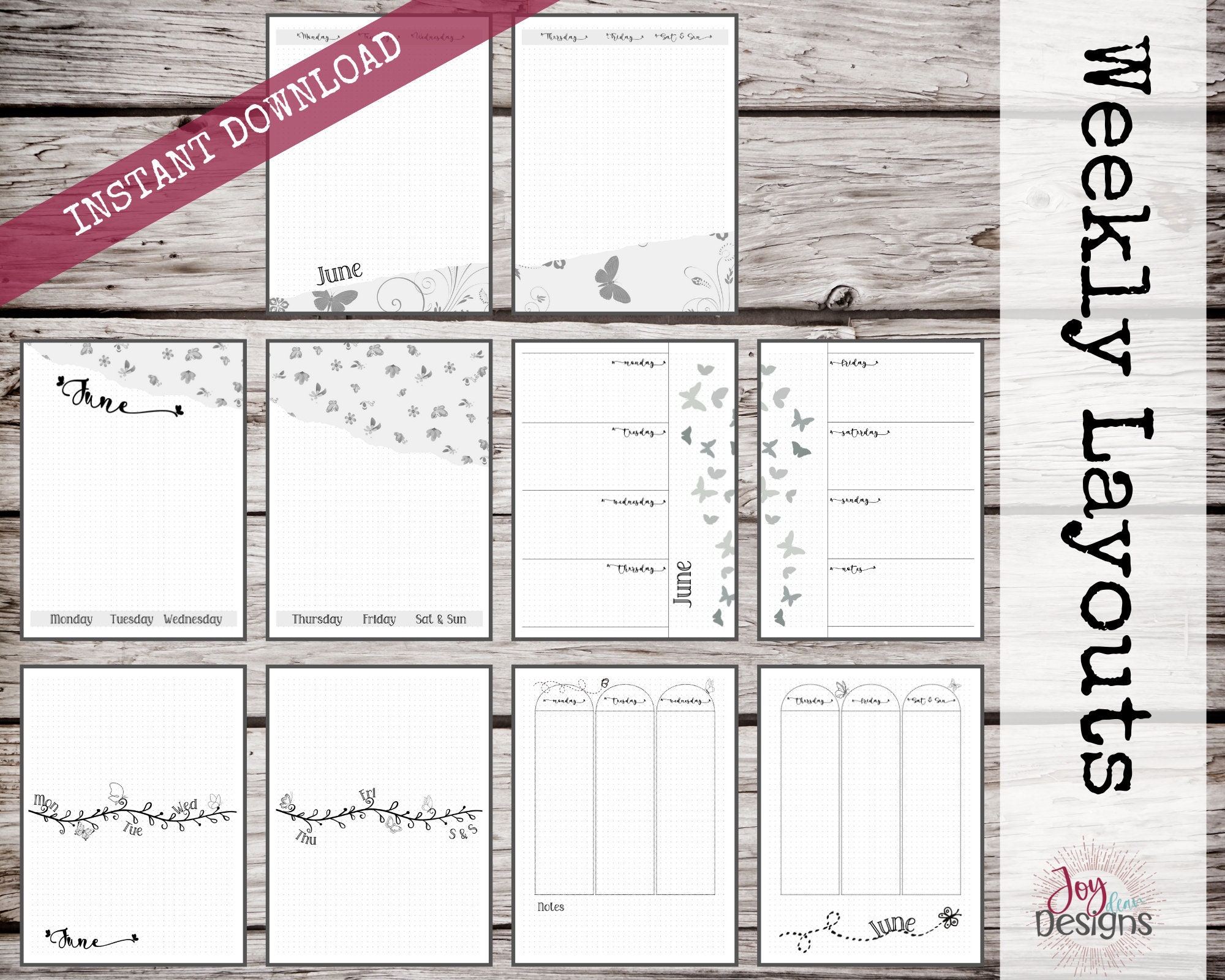 June Premade Bullet Dotted Journal Planner Pages | Instant Download ...
