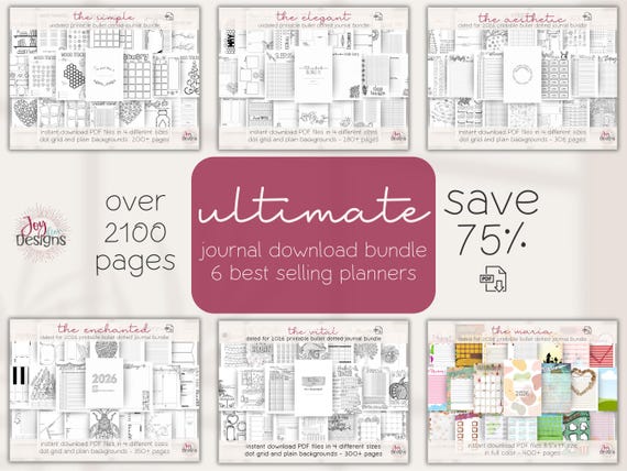 2026 Ultimate Bullet Dotted Journal Bundle 2100+ Pages | Digital Planner Download | Printable & Goodnotes Journals | Save 75%