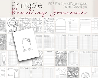 Printable Reading Tracker Journal Pages Instant Download, Book Journal, Reading Planner PDF, Book Tracker, Digital Reading Journal
