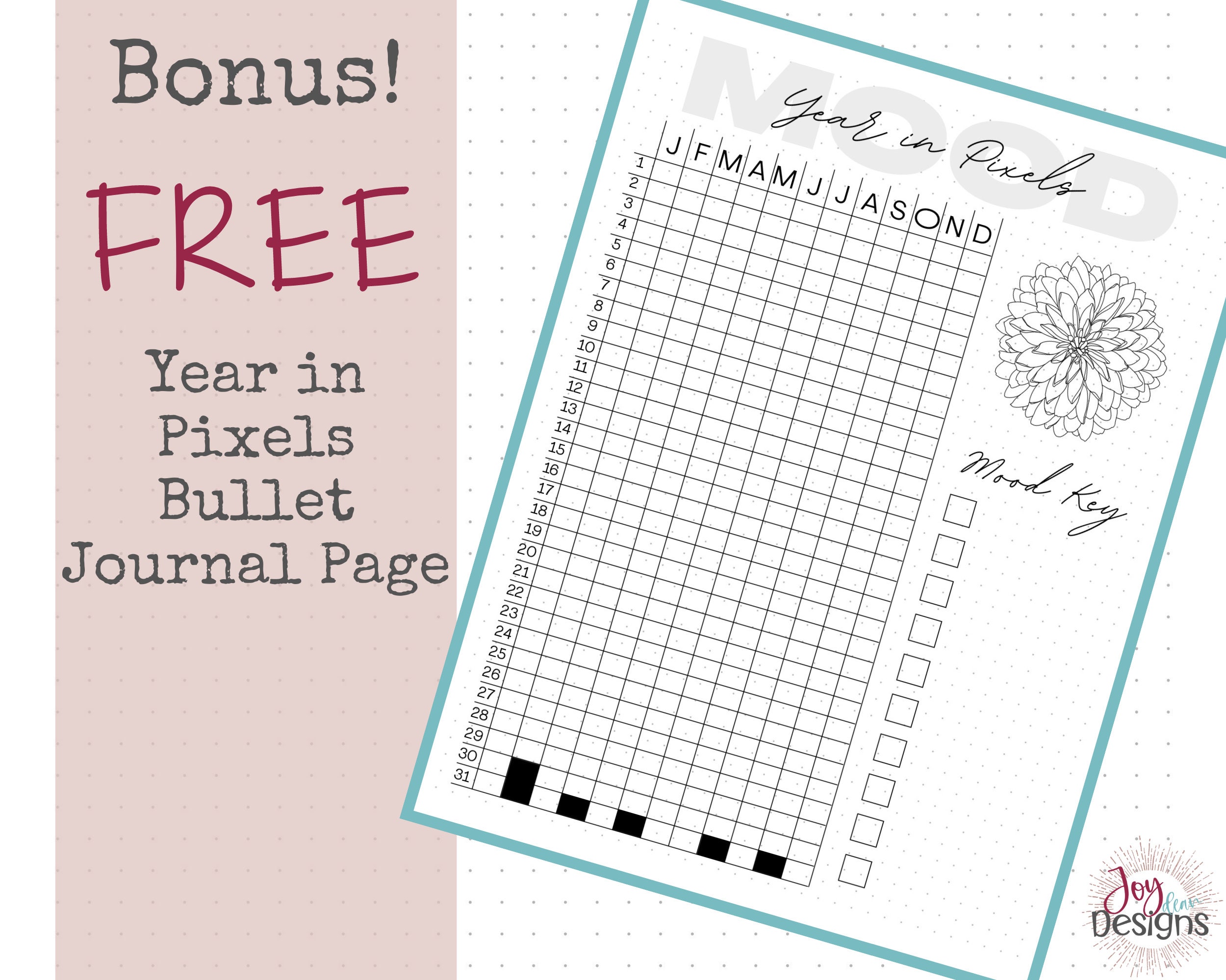 12 Monthly Mood Trackers Bullet Dotted Journal Pages Instant - Etsy