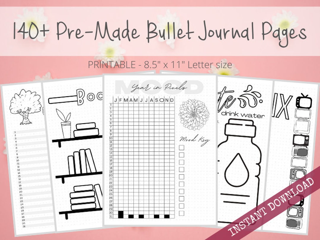 Complete Pre-made Bullet Dotted Journal Pages Instant Download - Etsy