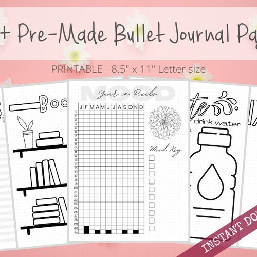 Premade Bullet Dotted Journal Planner Pages Instant Download - Etsy