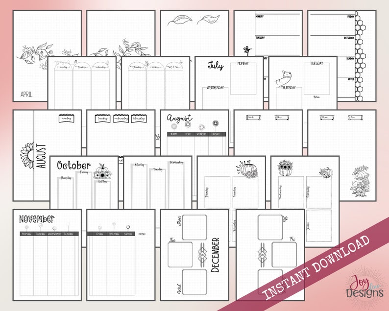 Premade Weekly Planner Printable Bullet Dotted Journal Pages - Etsy