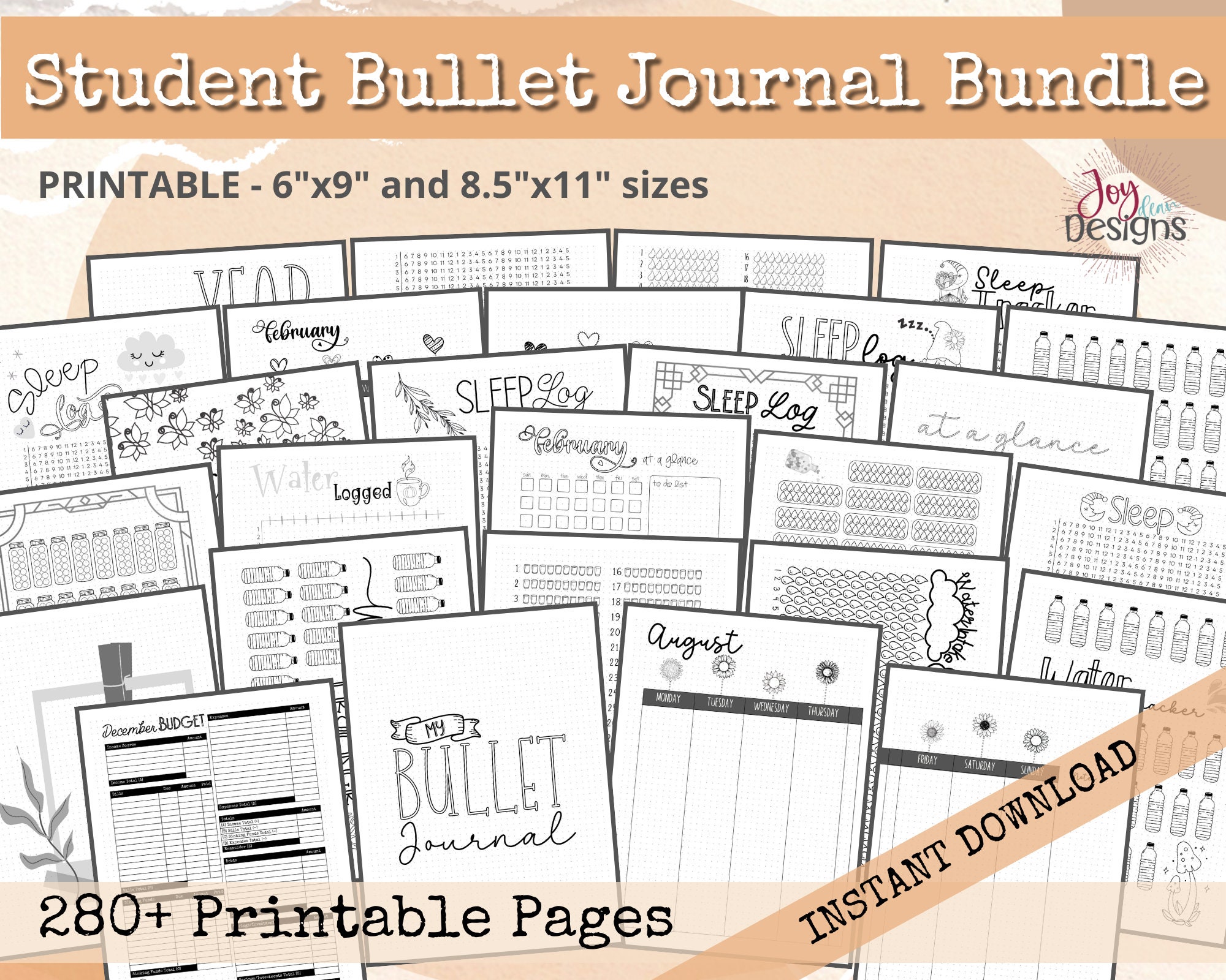 Premade Student Bullet Dotted Journal Planner Pages | Instant Download ...