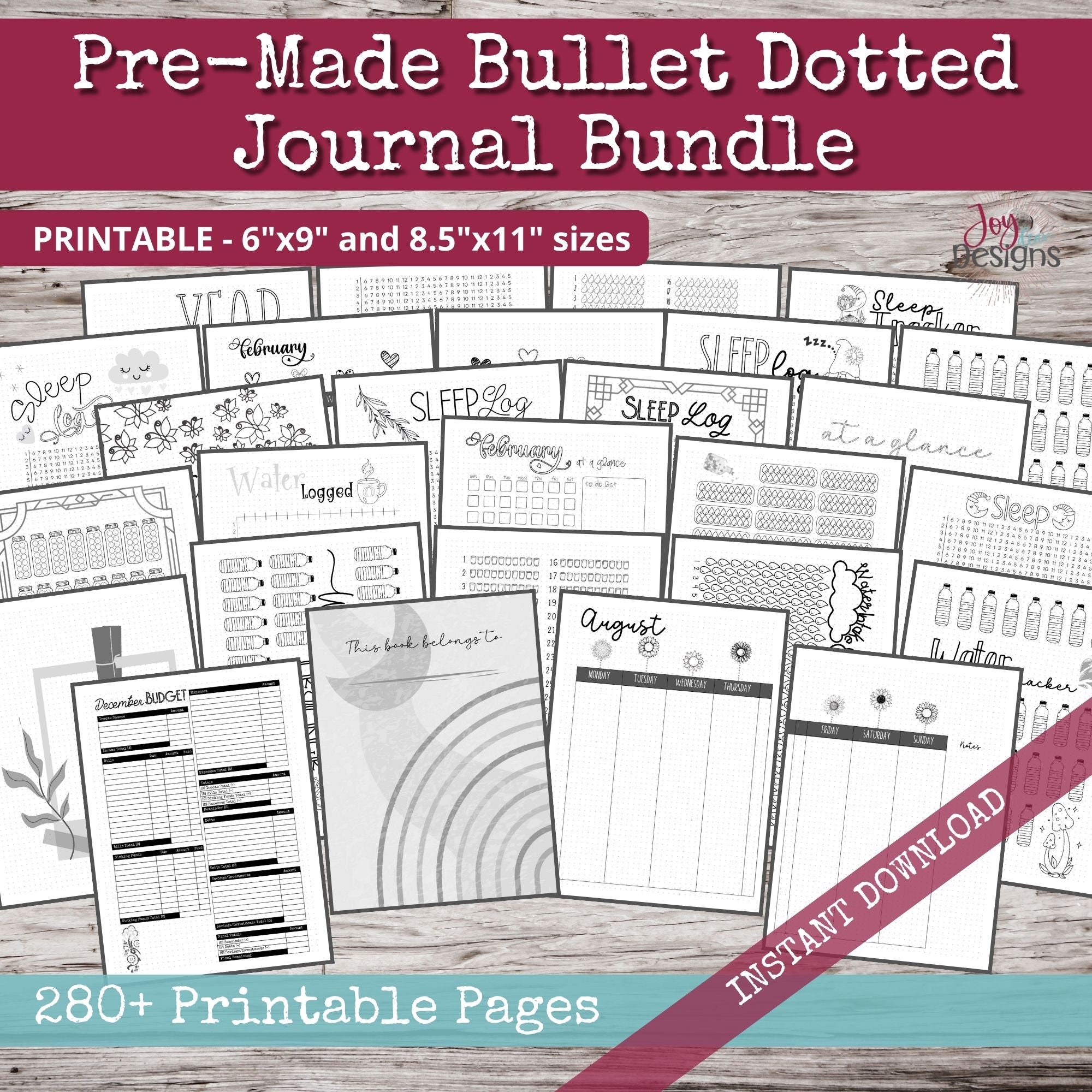 FREE Printable Pre-made Bullet Journal