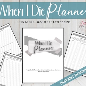 Wenn ich sterbe Planer | Tod, Nachlass, Beerdigung Planer Organizer, praktische Hinweise für diejenigen, die Sie zurücklassen: Sofortiger Download druckbar