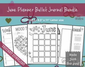 April Pre-Made Bullet Dotted Journal Pages Instant Download Printable  Planner Undated Bujo - Joy Dean Designs