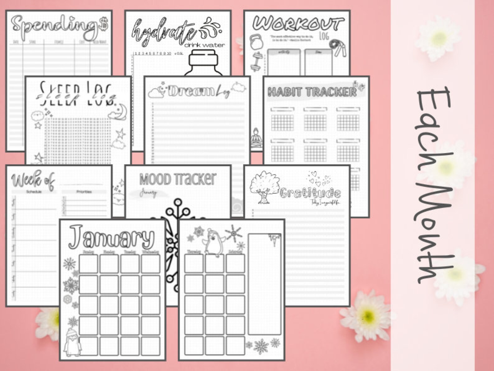 Complete Pre-made Bullet Dotted Journal Pages Instant Download - Etsy