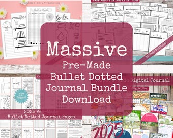 Massive Pre-Made Bullet Dotted Journal Pages Bundle; Instant Download Printable Dotted Planner for 2025. Track Anxiety & Mental Health.