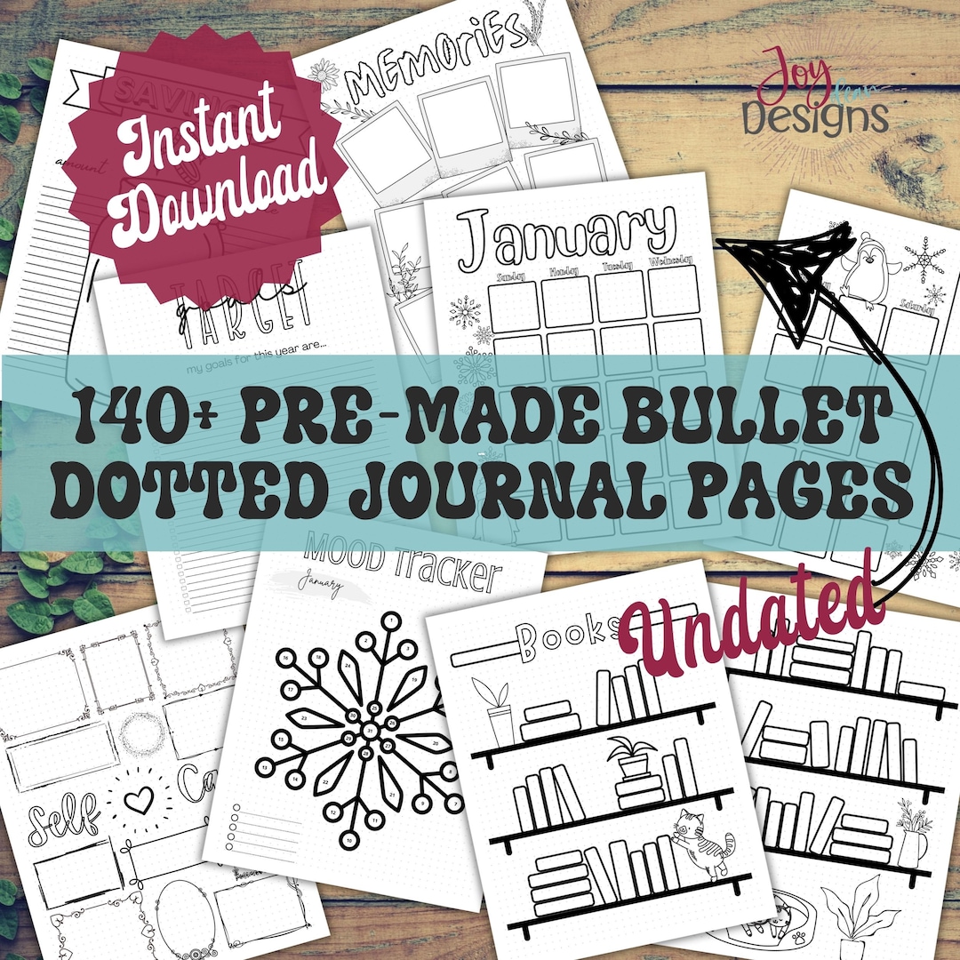 Pre-made Bullet Dotted Journal Pages | Instant Download | Printable ...