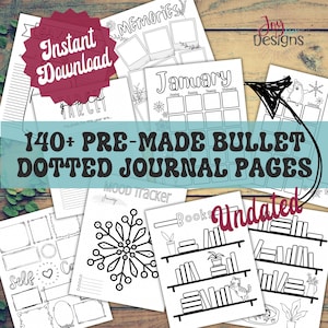 Pre-Made Bullet Dotted Journal Pages | Instant Download | Printable Planner | Undated Dotted Journal Use 2023 and 2024 | Digital Journal