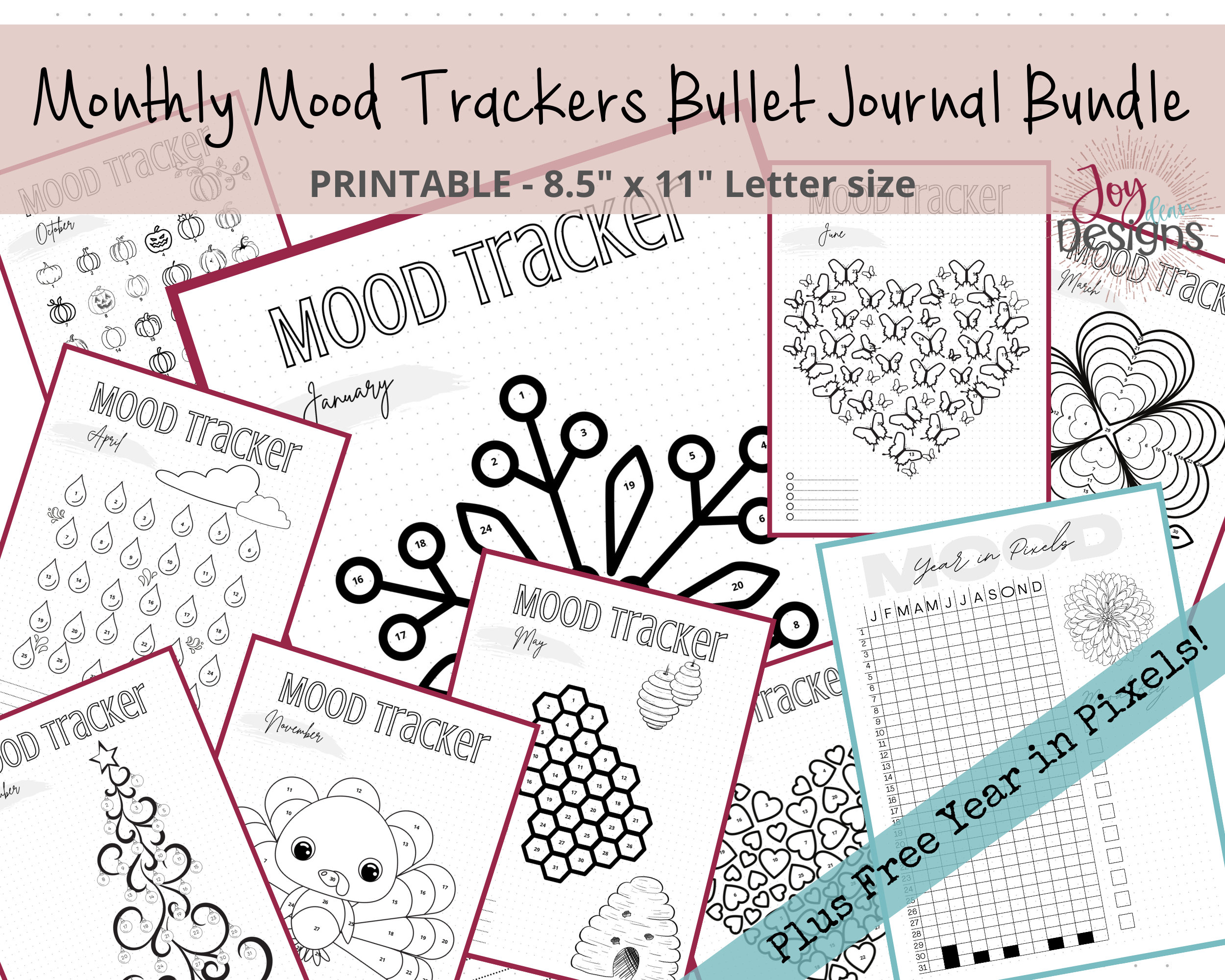 Massive Pre-Made Bullet Dotted Journal Pages Bundle; Instant Download  Printable Dotted Planner for 2024. Track Anxiety & Mental Health - Joy Dean  Designs