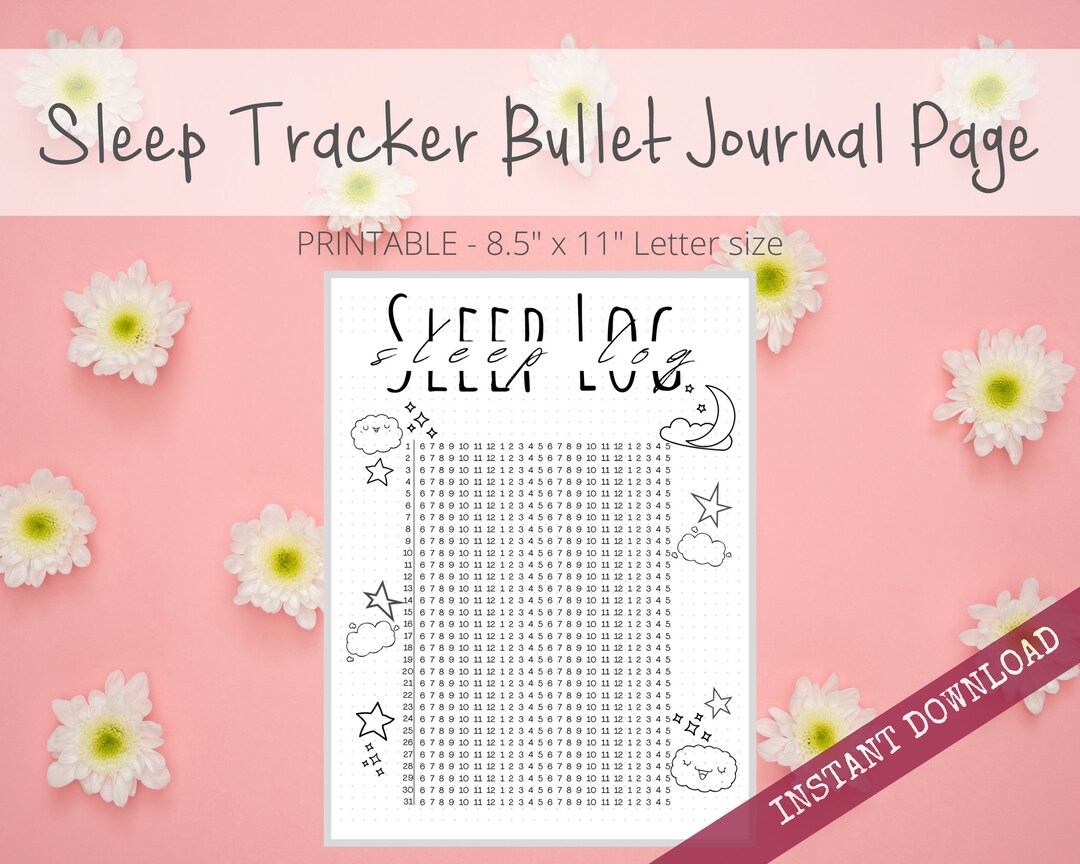Daily Monthly Sleep Tracker Bullet Dotted Journal Page Instant Download ...