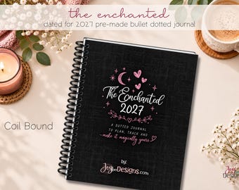 The Enchanted 2027 | Pre-Made Dotted Journal | 8x10 Coil-Bound Planner with Monthly Themes, Trackers & Coloring Pages