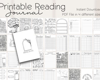 Printable Reading Tracker Journal Pages Instant Download, Book Journal, Reading Planner PDF, Book Tracker, Digital Reading Journal