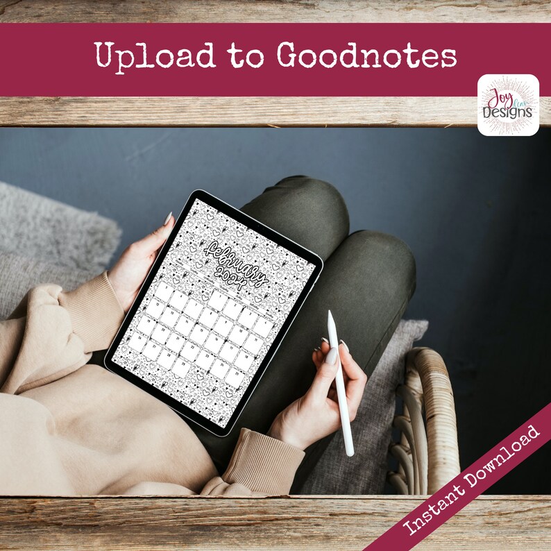 2024 Monthly Calendars Vertical Doodle Coloring Instant Download