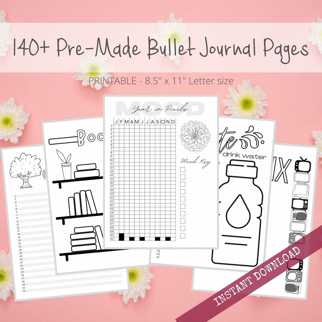 Mood Tracker Printable, Premade Bullet Journal, Bullet Journal Template 