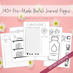 Complete Pre-Made Bullet Dotted Journal Pages Instant Download Printable Planner