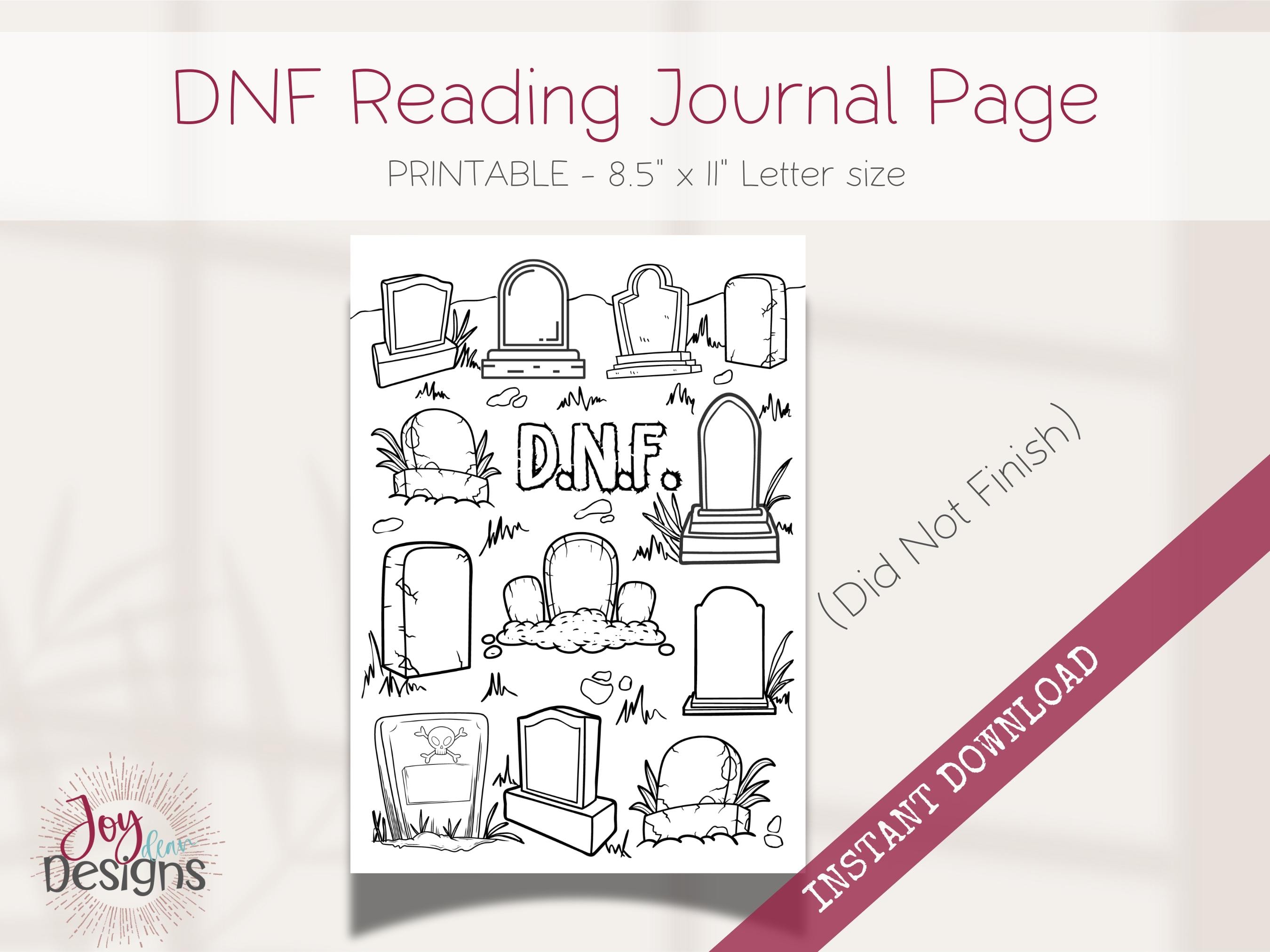 DNF Did Not Finish Graveyard Reading Tracker Journal Page Instant Download Printable Reading Log