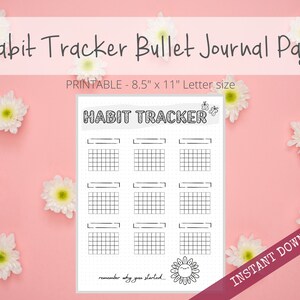 Daily Habit Tracker Bullet Dotted Journal Page Instant Download Printable Planner