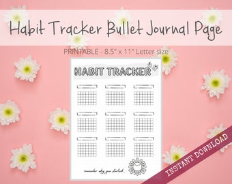 Daily Habit Tracker Bullet Dotted Journal Page Instant Download Printable Planner