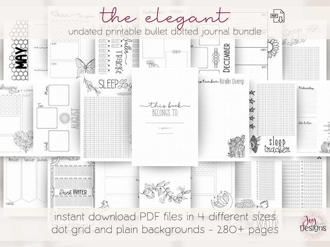 The Elegant: Undated Premade Bullet Dotted Journal Planner Pages ...