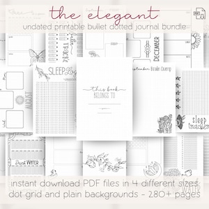 The Elegant: Undated PreMade Bullet Dotted Journal Planner Pages, Instant Download Printable Planner, Bujo Inserts Template PDF 4 Sizes