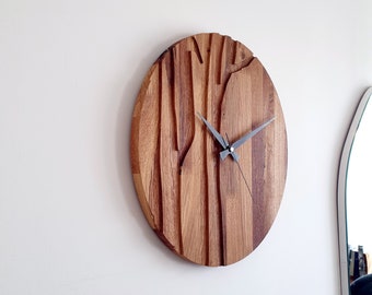 Modern Oak Wall Clock, 15'' Wall Clock, Handmade Wooden Wall Clock, Silent Modern Clock, Oak Wood Wall Clock, Unique Wall Clock, Modern Gift