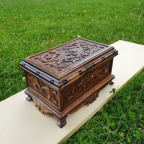 Boîte à puzzles en bois, Boîte à serrure secrète, Boîte à bijoux en noyer, Boîte à bijoux vintage, Boîte à puzzles pour adultes, Boîte à bijoux, Boîte en bois personnalisée avec clé
