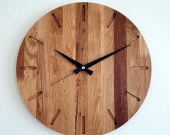 Modern Oak Wall Clock, 15'' Wall Clock, Handmade Wooden Wall Clock, Silent Modern Clock, Oak Wood Wall Clock, Unique Wall Clock, Modern Gift