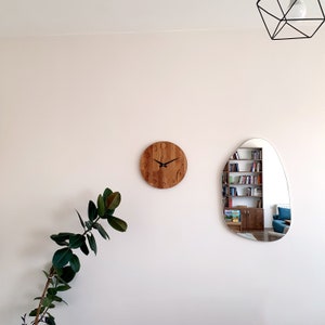 Oak Wooden Wall Clock, 15'' Geometric Design Wall Clock, Minimalist Wall Clock, Silent Clock, Oak Wall Clock, Handmade Home Decor, New Home image 5