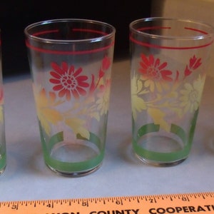 Vintage 60's Libby Glass Tumblers Floral