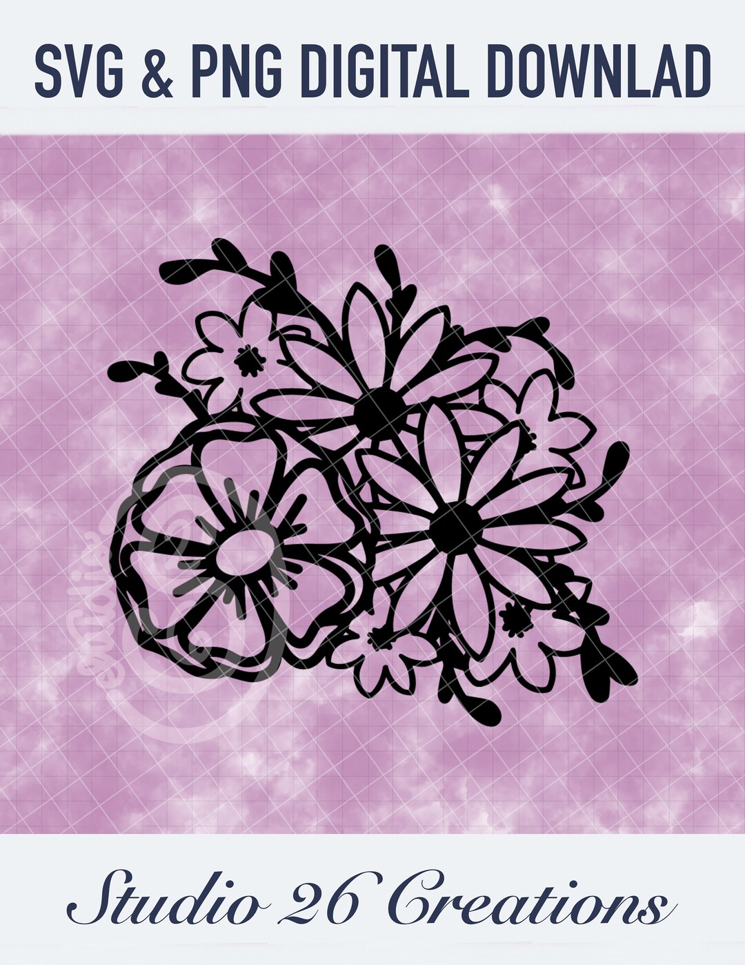 Corner Flower Accent SVG & PNG Digital Download, Flower Accent Cut File