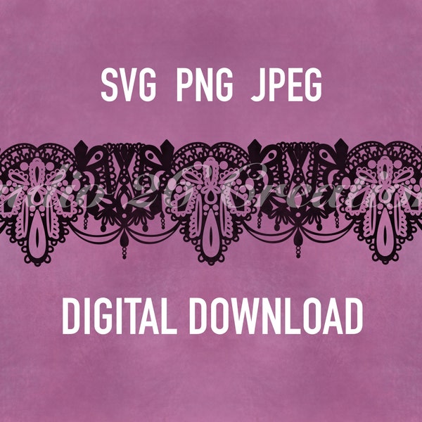 Lace Pattern SVG PNG JPEG Digital Download, Vintage Lace Cut File, Lace Wrap, Mandala, Accent, Lace Border Clipart, Etching Pattern