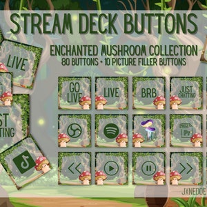 Stream Deck Icons | Stream Deck Buttons | Enchanted Mushroom Collection | 80 Function Buttons/Icons + 10 Picture Filler Icons | Elgato