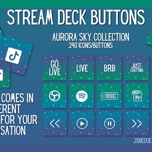 Stream Deck Symbole | Stream Deck Buttons | Kollektion Aurora Sky | 240 Funktionstasten / Symbole | Elgato