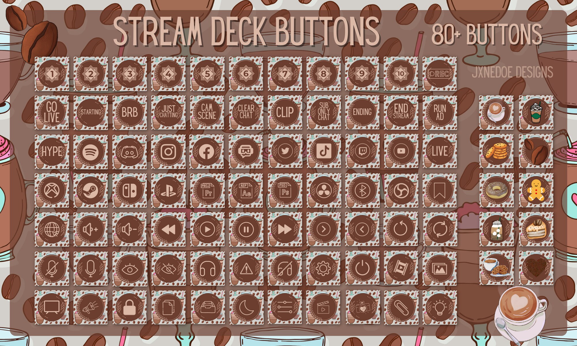 Stream Deck Icons | Stream Deck Buttons | Coffee Bean Collection | 80 ...