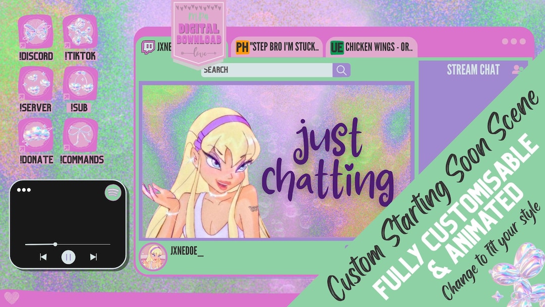 Pixie Desktop Theme Starting Soon Scene - Twitch - MP4 Digital Download ...