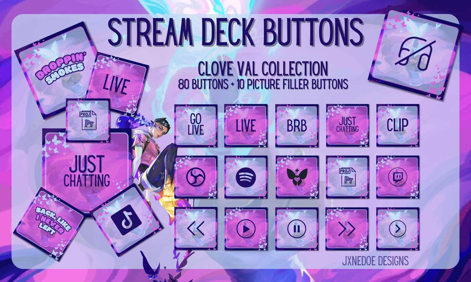 Clove Val Stream Deck Icons: 90 Purple & Pink Buttons (digital Download ...