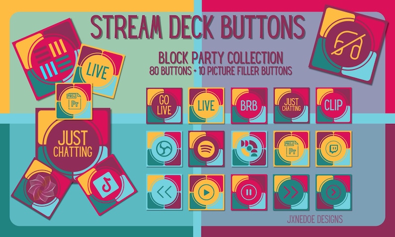 Stream Deck Icons: Block Party Collection - 90 PNG Buttons (digital ...