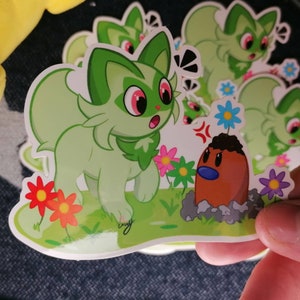 Unexpected encounter (sprigatito inspired sticker)