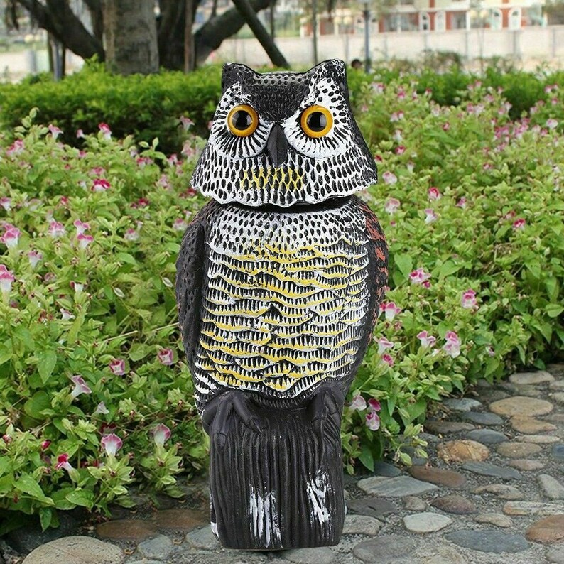 4x Fake Realistic Owl Decoy Statue Yard Farmland Garden Outdoor Ornament 